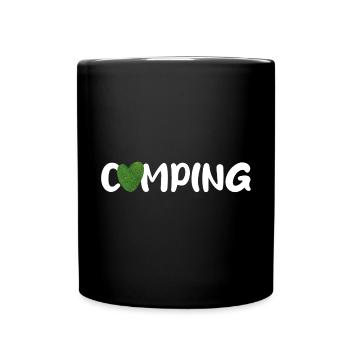 Camping Heart Lawn Grass Meadow Quote Motorhome Fan - Full Colour Mug - black - Front