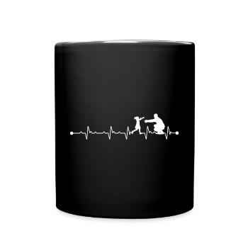 Herzschlag Duell Martial Arts Silhouetten - Tasse einfarbig - Schwarz - Vorne