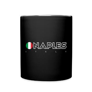 Naples Flag Circle Typography - Full Colour Mug - black - Front