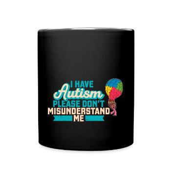 I Have Autism Balloon Autistic Autism Puzzle Piece - Full Colour Mug - black - Front