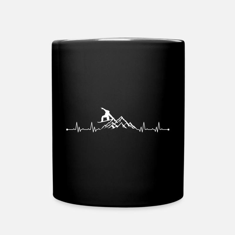 Bergsteiger Heartbeat Mountain Szene - Tasse einfarbig - Schwarz