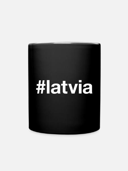 LATVIA Hashtag Lettland - Full Colour Mug - black