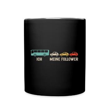 Busfahrer Linienbus Meine Follower Bus - Tasse einfarbig - Schwarz - Vorne