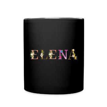 ELENA name decorated with flowers - Full Colour Mug - black - Front