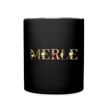 MERLE name adorned with flowers - Full Colour Mug - black - Front