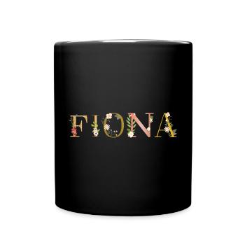 Le nom de FIONA décoré de fleurs - Mug uni - noir - Devant