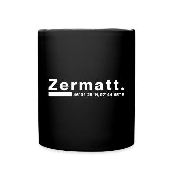 Zermatt Koordinaten Wallis Schweiz - Tasse einfarbig - Schwarz - Vorne