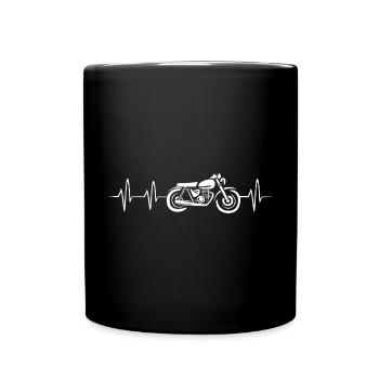 Moped Herzschlag für Motorradfans - caferacer icon - Tasse einfarbig - Schwarz - Vorne