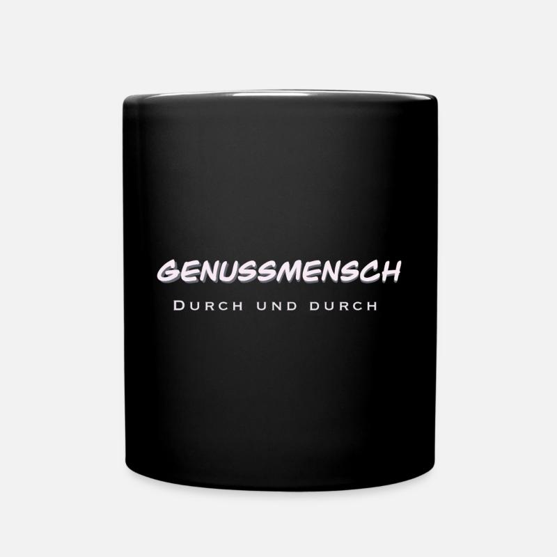 Lebensfreude Schriftzug auf farbiger Grundfläche - Tasse einfarbig - Schwarz