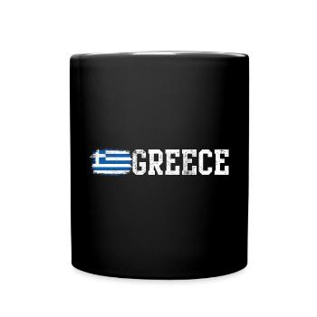 Greece Flag Brush Art Typography - Full Colour Mug - black - Front