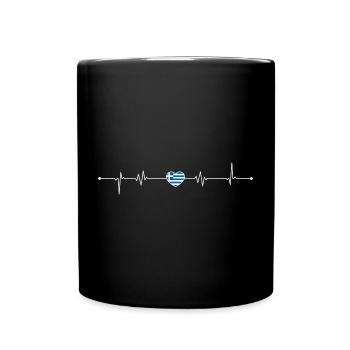 Griechische Herzschlag-Flagge - Tasse einfarbig - Schwarz - Vorne