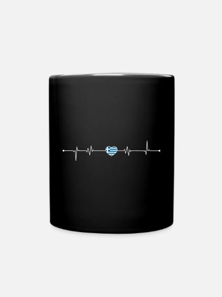 Drapeau grec du battement de cœur - Mug uni - noir