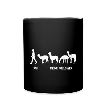 Ich Meine Follower Lustiges Lama Alpaka Landwirt - Tasse einfarbig - Schwarz - Vorne