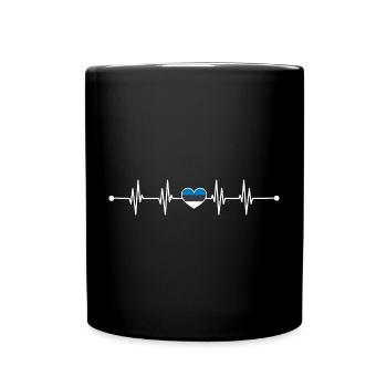 Estonian Flag Heartbeat - Full Colour Mug - black - Front