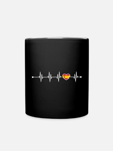 Spanien Heartbeat Flagge - Tasse einfarbig - Schwarz