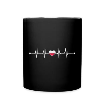 Heartbeat polen Flagge - Tasse einfarbig - Schwarz - Vorne