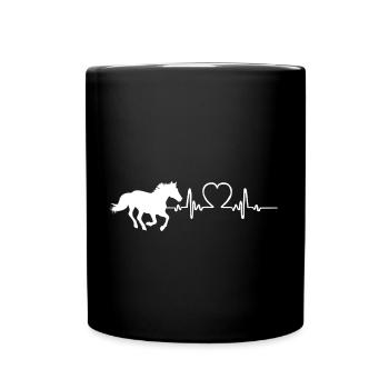 Pferd Herzschlag Reiten Reitsport Pferdefreund - Tasse einfarbig - Schwarz - Vorne