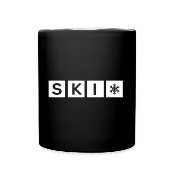 skifahrer alpin hüttengaudi pulverschnee - Tasse einfarbig - Schwarz - Vorne