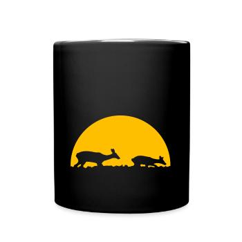 Cerf au coucher du soleil - Mug uni - noir - Devant