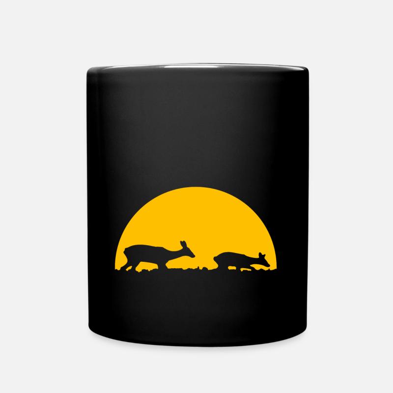 Deer in the sunset - Full Colour Mug - black