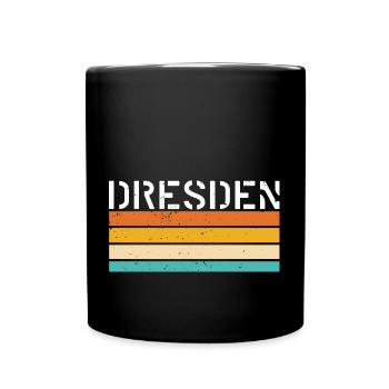 Dresden Deutschland DDR GDR Retro Flagge - Tasse einfarbig - Schwarz - Vorne