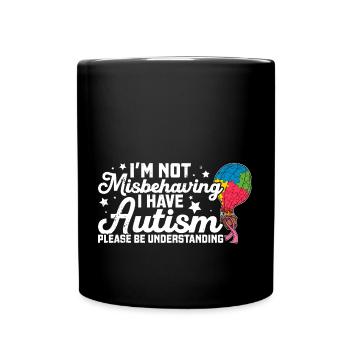 Luftballon Autist Autism thing Puzzleteil - Tasse einfarbig - Schwarz - Vorne