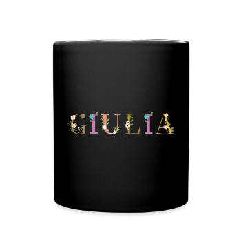 Le nom de GIULIA décoré de fleurs - Mug uni - noir - Devant