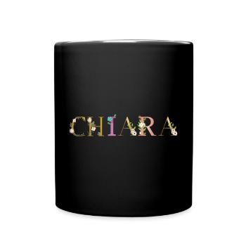 CHIARA name decorated with flowers - Full Colour Mug - black - Front
