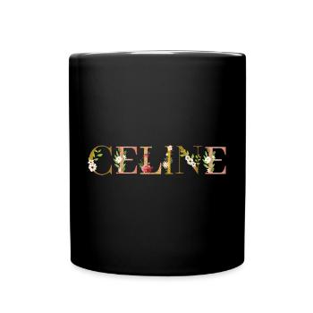Prénom de Céline orné de fleurs - Mug uni - noir - Devant