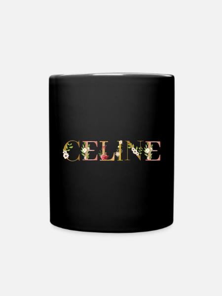 Prénom de Céline orné de fleurs - Mug uni - noir