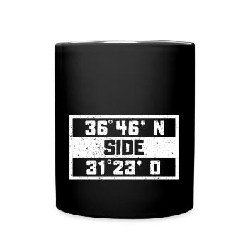 Side Coordinates Turkey Holiday Idea - Full Colour Mug - black - Front