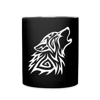Tribal Wolf Howl White - Tasse einfarbig - Schwarz - Vorne
