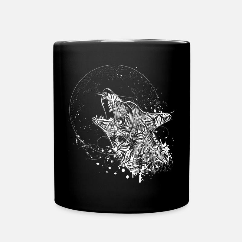un loup hurlant dans la nuit - Mug uni - noir
