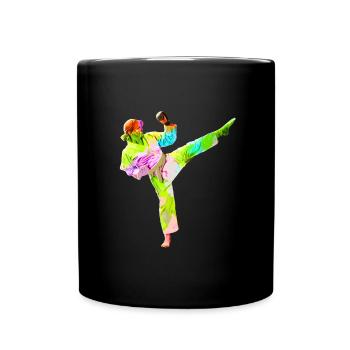 Bunte Karateka - Tasse einfarbig - Schwarz - Vorne