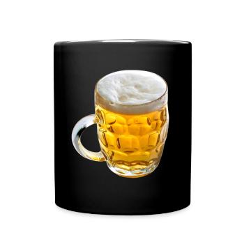 Goldenes Bierglas Motiv - Tasse einfarbig - Schwarz - Vorne