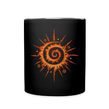 Mittsommer Sonne, Feuerrad, orange - Tasse einfarbig - Schwarz - Vorne