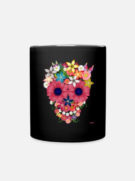 fleurs crâne par WAM - Mug uni - noir