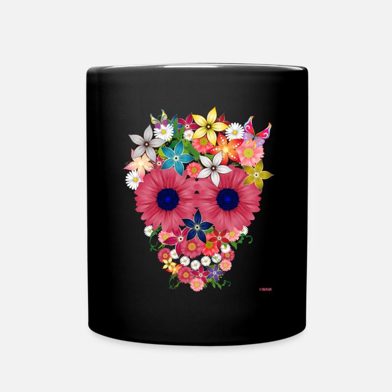 Skull flowers - Tasse einfarbig - Schwarz
