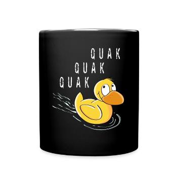 Quak Quak Entchen - Ente Comic - Tasse einfarbig - Schwarz - Vorne