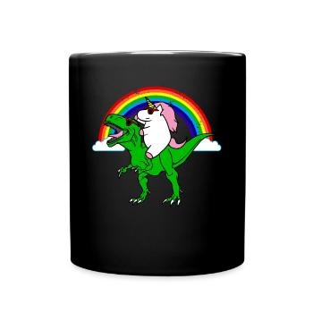 Dinosaur and unicorns gift - Full Colour Mug - black - Front
