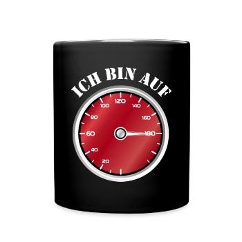 Roter Tacho Ich bin auf Geschwindigkeit - Tasse einfarbig - Schwarz - Vorne