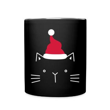 Cat face Santa Claus Christmas gift - Full Colour Mug - black - Front