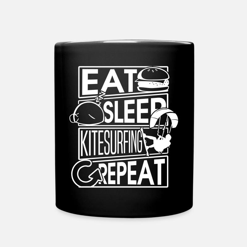 Eat Sleep Kitesurfing Repeat Kitesurfer Geschenk - Tasse einfarbig - Schwarz