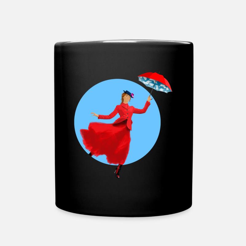 Dame rouge avec une torsade de parapluie - Mug uni - noir