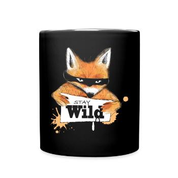 Fox with a message - Full Colour Mug - black - Front