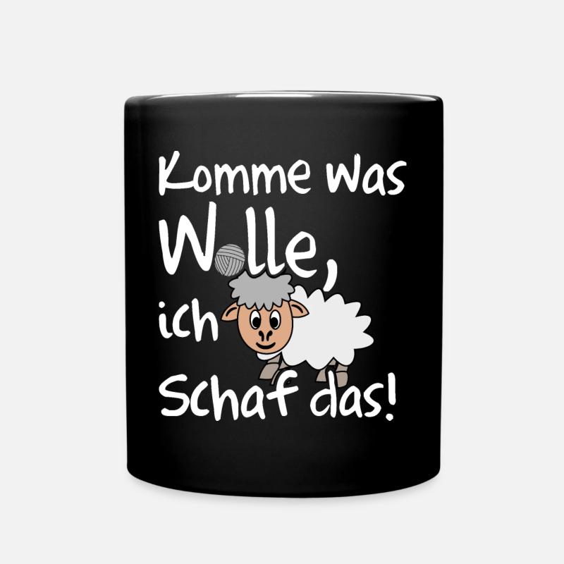 Ich schaffe das, ich Schaf das lustiges Motiv - Tasse einfarbig - Schwarz