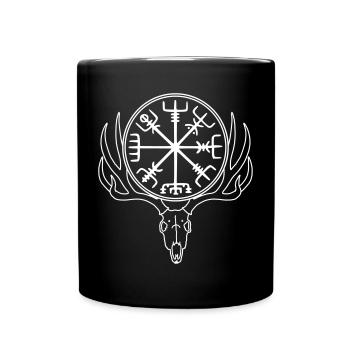 Tête de mort Vegvisir, compas Viking - Mug uni - noir - Devant