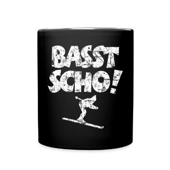 Basst Scho! Après-Ski Wintersport Skifahrer - Tasse einfarbig - Schwarz - Vorne