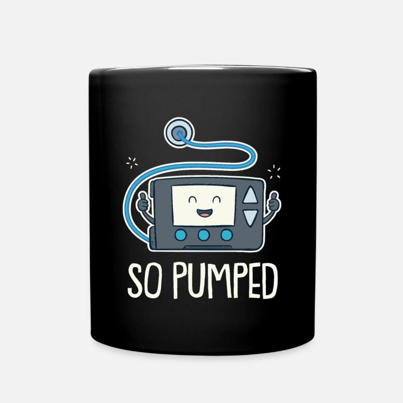 So Pumped Diabetes Type 1 Funny Insulin Pump - Full Colour Mug - black