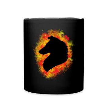 Collie Langhaar Silhouette - Tasse einfarbig - Schwarz - Vorne